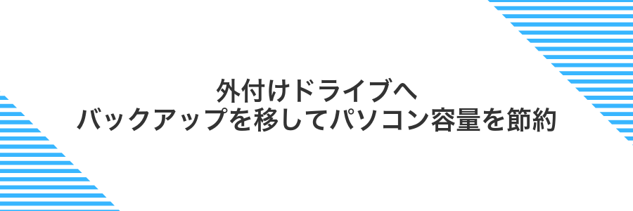 外付けドライブへバックアップを移してパソコン容量を節約