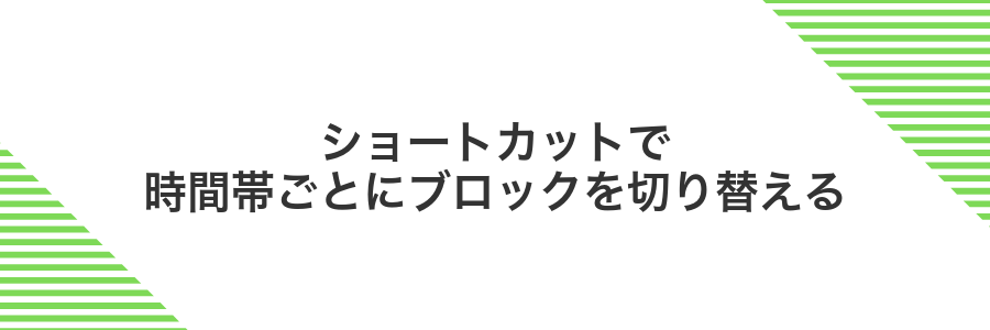 ショートカットで時間帯ごとにブロックを切り替える