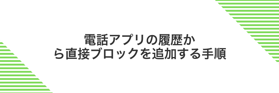 電話アプリの履歴から直接ブロックを追加する手順