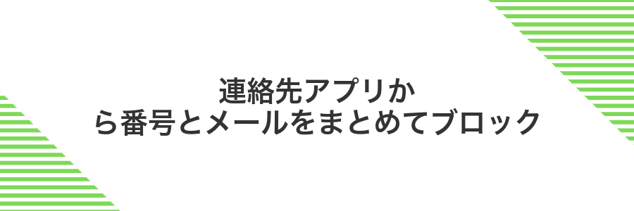 連絡先アプリから番号とメールをまとめてブロック