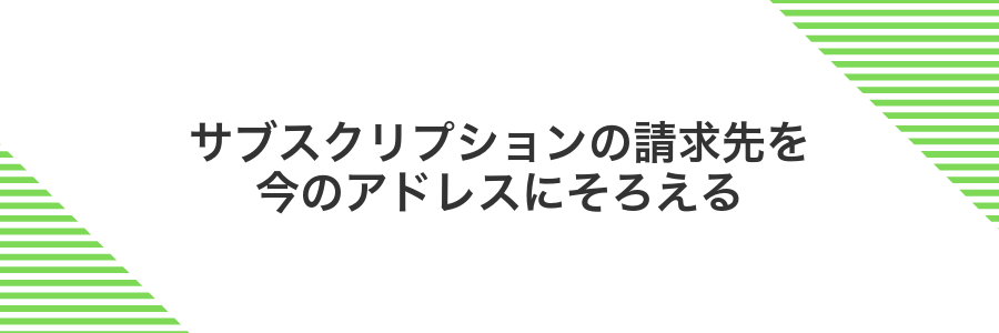 サブスクリプションの請求先を今のアドレスにそろえる