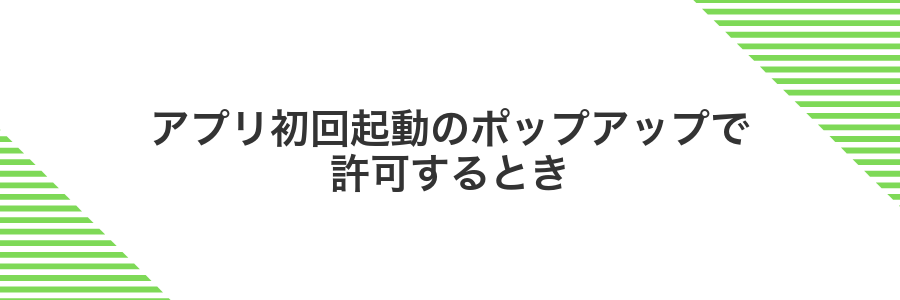アプリ初回起動のポップアップで許可するとき