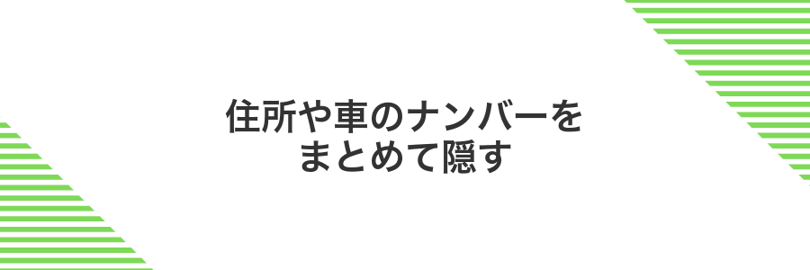 住所や車のナンバーをまとめて隠す