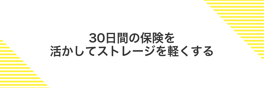 30日間の保険を活かしてストレージを軽くする