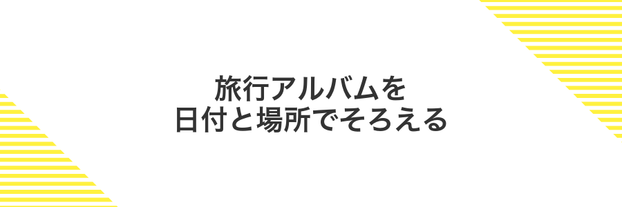 旅行アルバムを日付と場所でそろえる