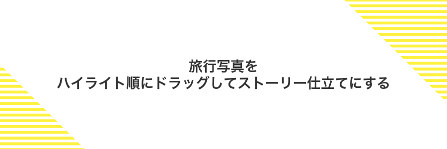 旅行写真をハイライト順にドラッグしてストーリー仕立てにする