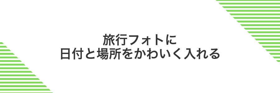 旅行フォトに日付と場所をかわいく入れる
