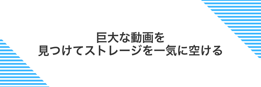 巨大な動画を見つけてストレージを一気に空ける