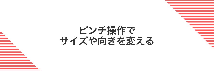 ピンチ操作でサイズや向きを変える