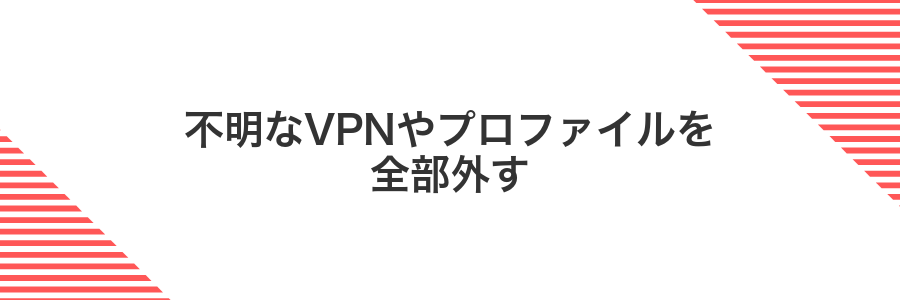 不明なVPNやプロファイルを全部外す