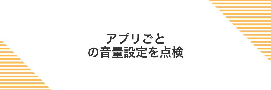 アプリごとの音量設定を点検