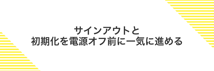 サインアウトと初期化を電源オフ前に一気に進める