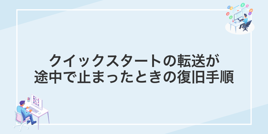 クイックスタートの転送が途中で止まったときの復旧手順