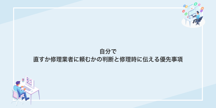 自分で直すか修理業者に頼むかの判断と修理時に伝える優先事項