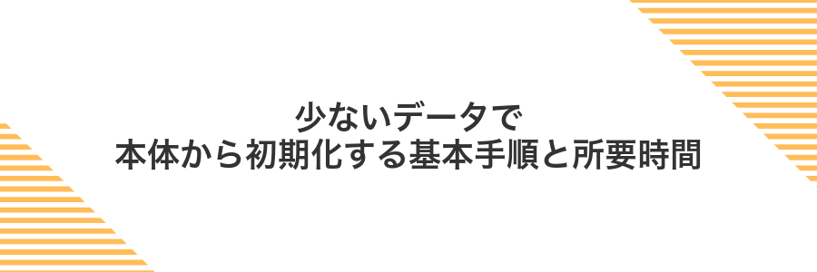 少ないデータで本体から初期化する基本手順と所要時間