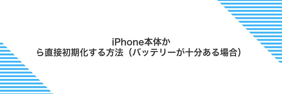 iPhone本体から直接初期化する方法（バッテリーが十分ある場合）