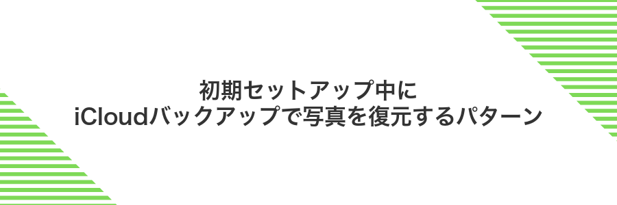 初期セットアップ中にiCloudバックアップで写真を復元するパターン
