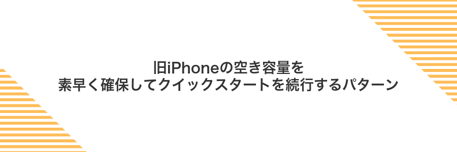 旧iPhoneの空き容量を素早く確保してクイックスタートを続行するパターン