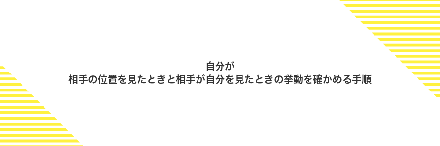 自分が相手の位置を見たときと相手が自分を見たときの挙動を確かめる手順