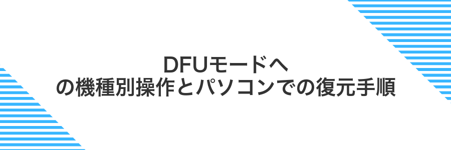 DFUモードへの機種別操作とパソコンでの復元手順