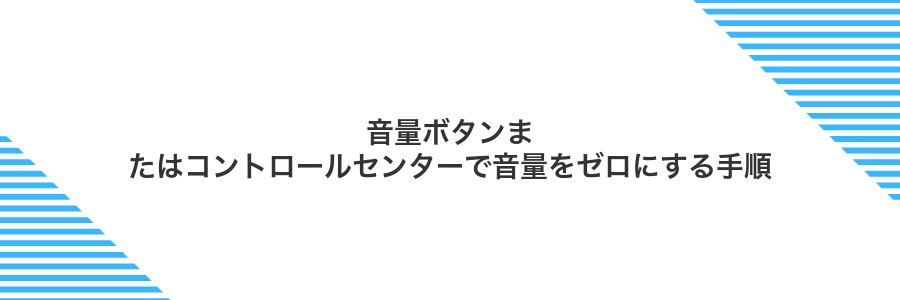 音量ボタンまたはコントロールセンターで音量をゼロにする手順