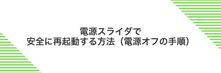 電源スライダで安全に再起動する方法(電源オフの手順)