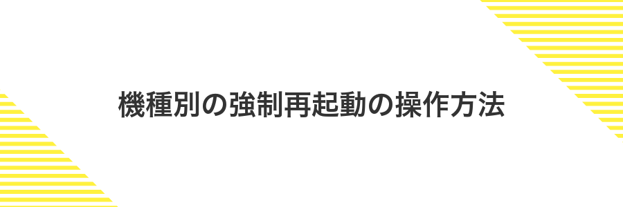 機種別の強制再起動の操作方法