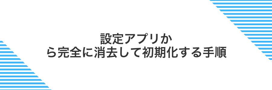 設定アプリから完全に消去して初期化する手順