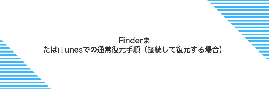 FinderまたはiTunesでの通常復元手順（接続して復元する場合）