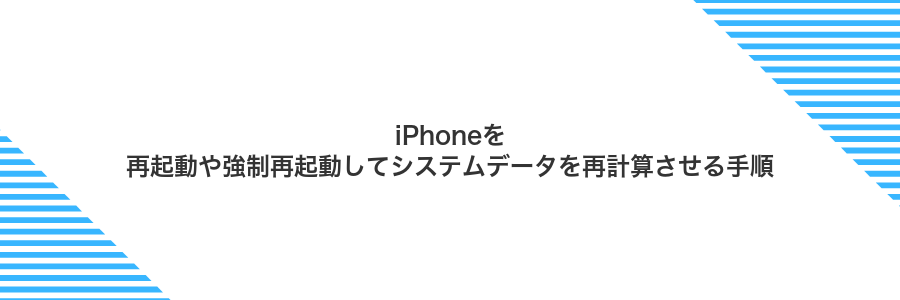 iPhoneを再起動や強制再起動してシステムデータを再計算させる手順