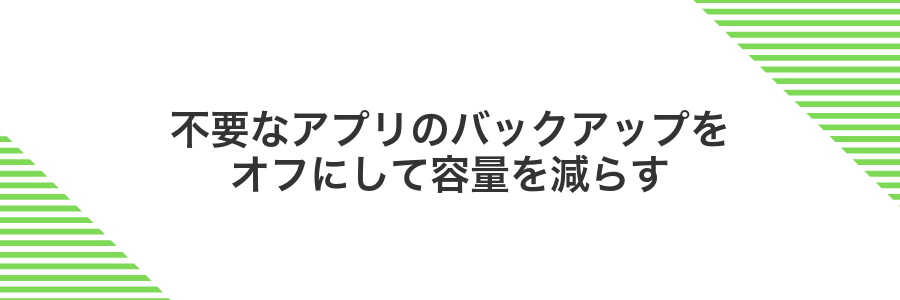 不要なアプリのバックアップをオフにして容量を減らす