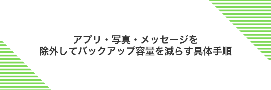 アプリ・写真・メッセージを除外してバックアップ容量を減らす具体手順
