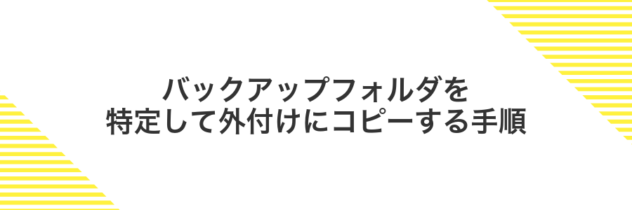 バックアップフォルダを特定して外付けにコピーする手順