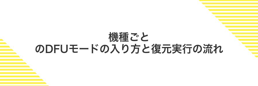 機種ごとのDFUモードの入り方と復元実行の流れ