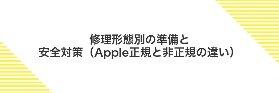 修理形態別の準備と安全対策(Apple正規と非正規の違い)