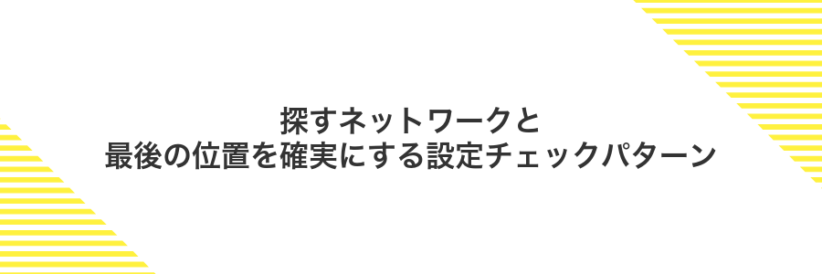 探すネットワークと最後の位置を確実にする設定チェックパターン
