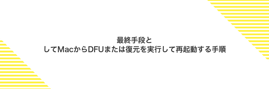 最終手段としてMacからDFUまたは復元を実行して再起動する手順