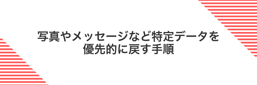 写真やメッセージなど特定データを優先的に戻す手順
