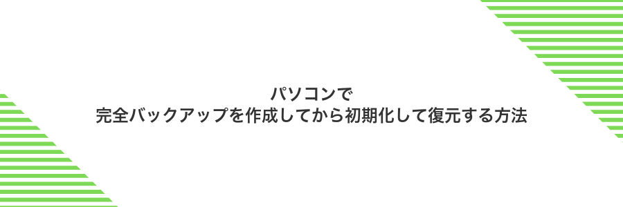 パソコンで完全バックアップを作成してから初期化して復元する方法