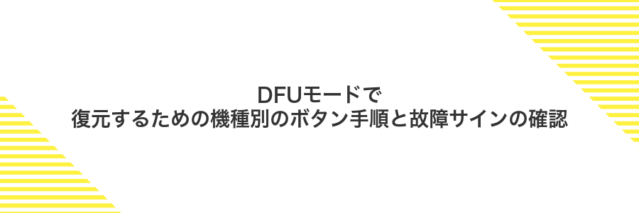 DFUモードで復元するための機種別のボタン手順と故障サインの確認