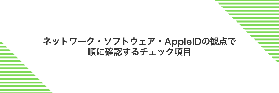ネットワーク・ソフトウェア・AppleIDの観点で順に確認するチェック項目