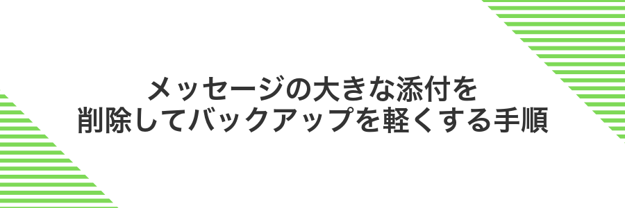 メッセージの大きな添付を削除してバックアップを軽くする手順