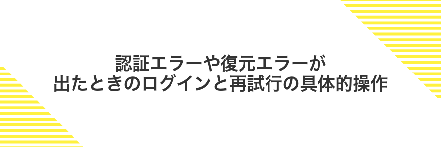 認証エラーや復元エラーが出たときのログインと再試行の具体的操作